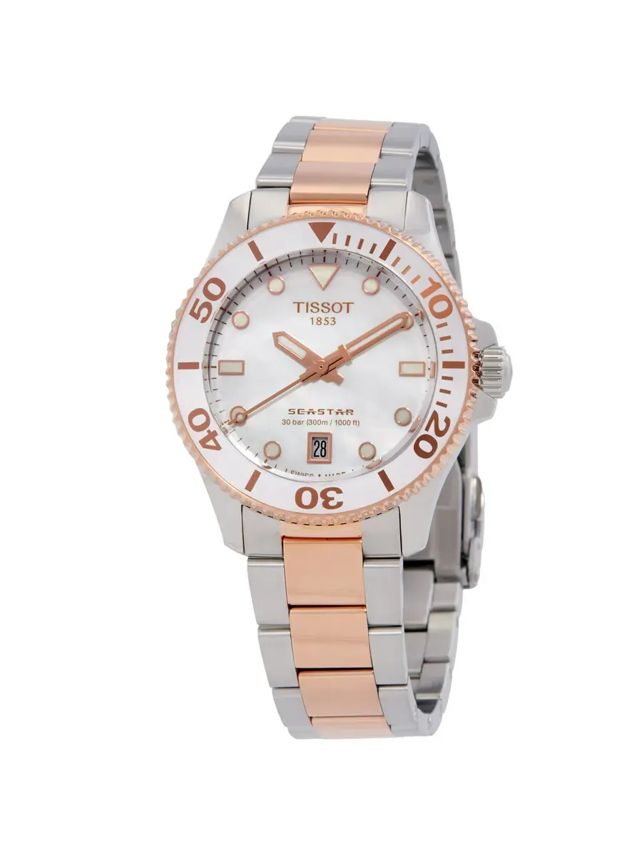 Часы Tissot Seastar Quartz с белым перламутровым циферблатом T1202102211100
