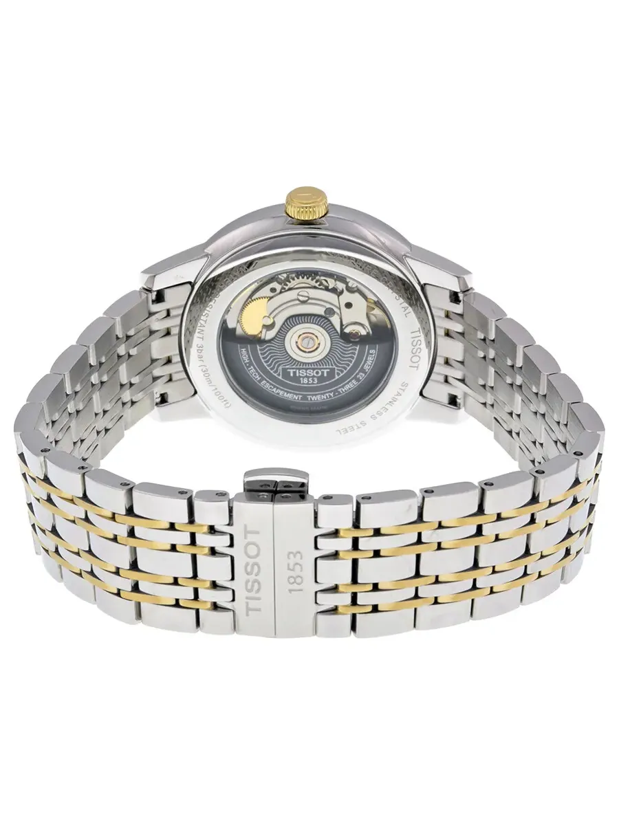 Мужские часы Tissot T-Classic Powermatic с белым циферблатом T0854072201100 — изображение 3 из 4, оттенок золотистый
