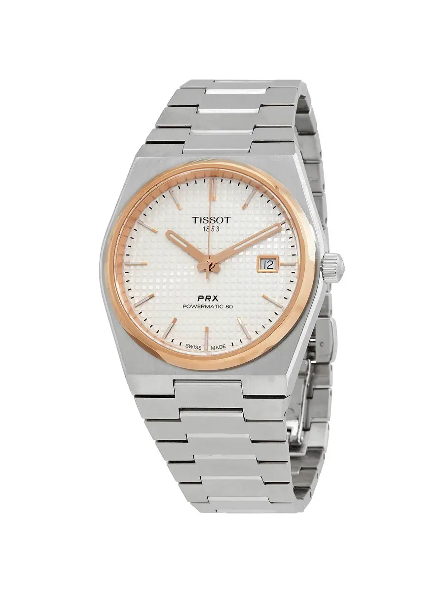 Мужские автоматические часы Tissot PRX Powermatic 80 T137.407.21.031.00 — изображение 1 из 3, оттенок розовый золотистый