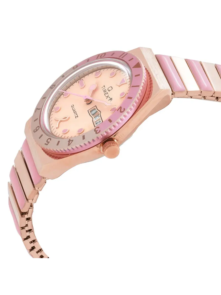 Женские часы Timex Q Timex x BCRF с кварцевым механизмом и циферблатом розового золота TW2V52700VQ — изображение 2 из 3