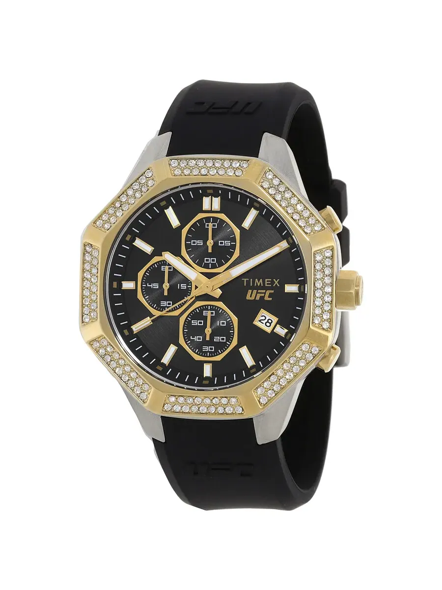 Мужские кварцевые часы Timex UFC King Chronograph с черным циферблатом и кристаллом TW2V99200JR — изображение 1 из 3