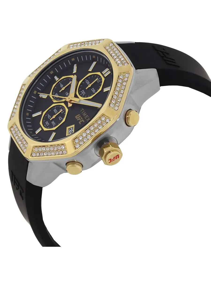 Мужские кварцевые часы Timex UFC King Chronograph с черным циферблатом и кристаллом TW2V99200JR — изображение 2 из 3