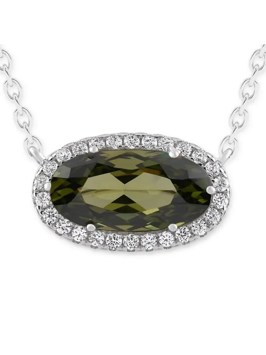 Подвеска-ожерелье Belacqua Peridot с ореолом, камень рождения августа, из серебра 925 пробы — изображение 3 из 5