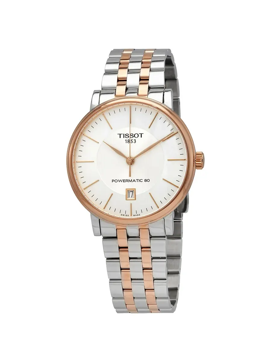 Мужские часы Tissot Carson Powermatic с автоматическим механизмом и серебристым циферблатом — изображение 1 из 3