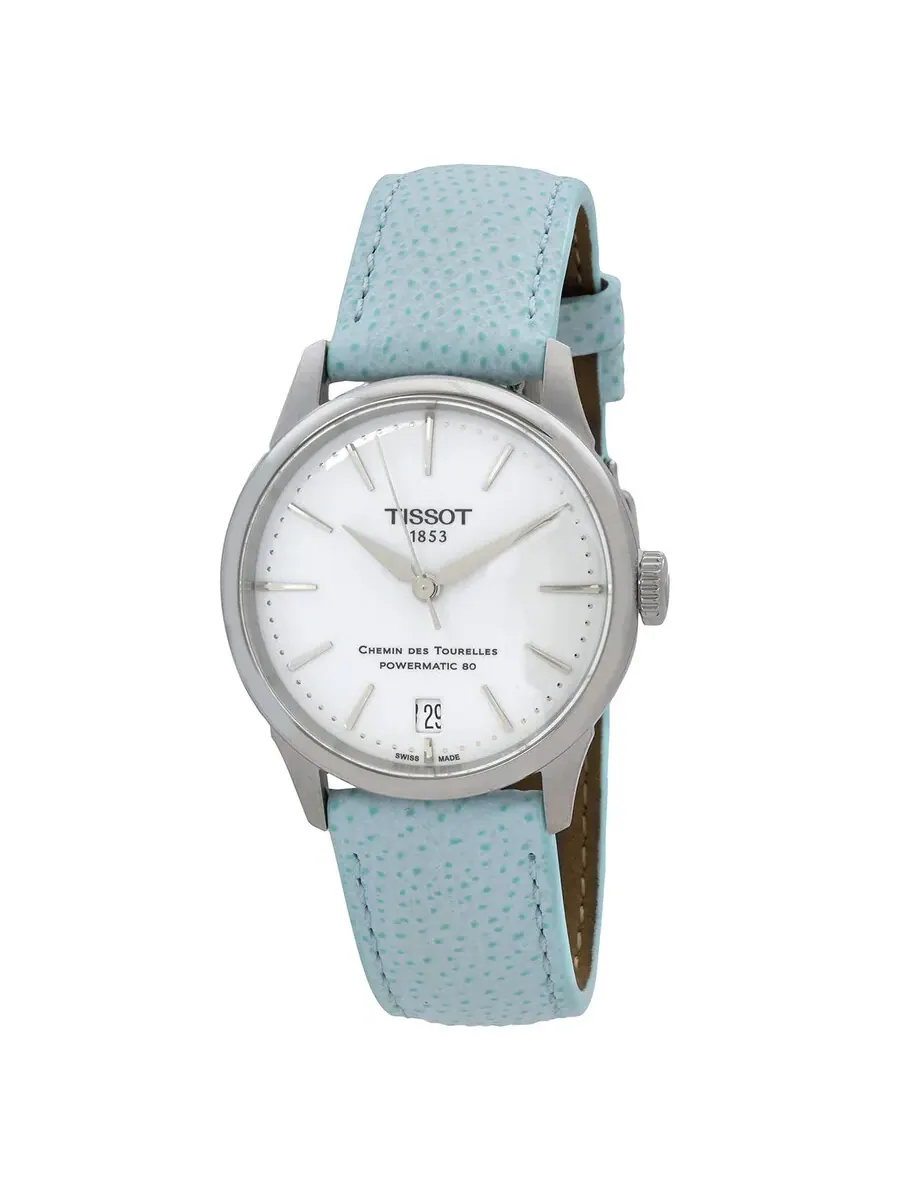 Женские часы Tissot Chemin des Tourelles Powermatic 80 с автоматическим механизмом и белым — изображение 1 из 3