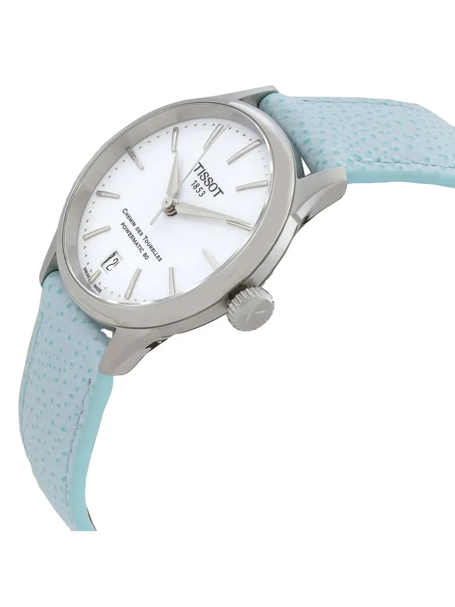 Женские часы Tissot Chemin des Tourelles Powermatic 80 с автоматическим механизмом и белым — изображение 2 из 3