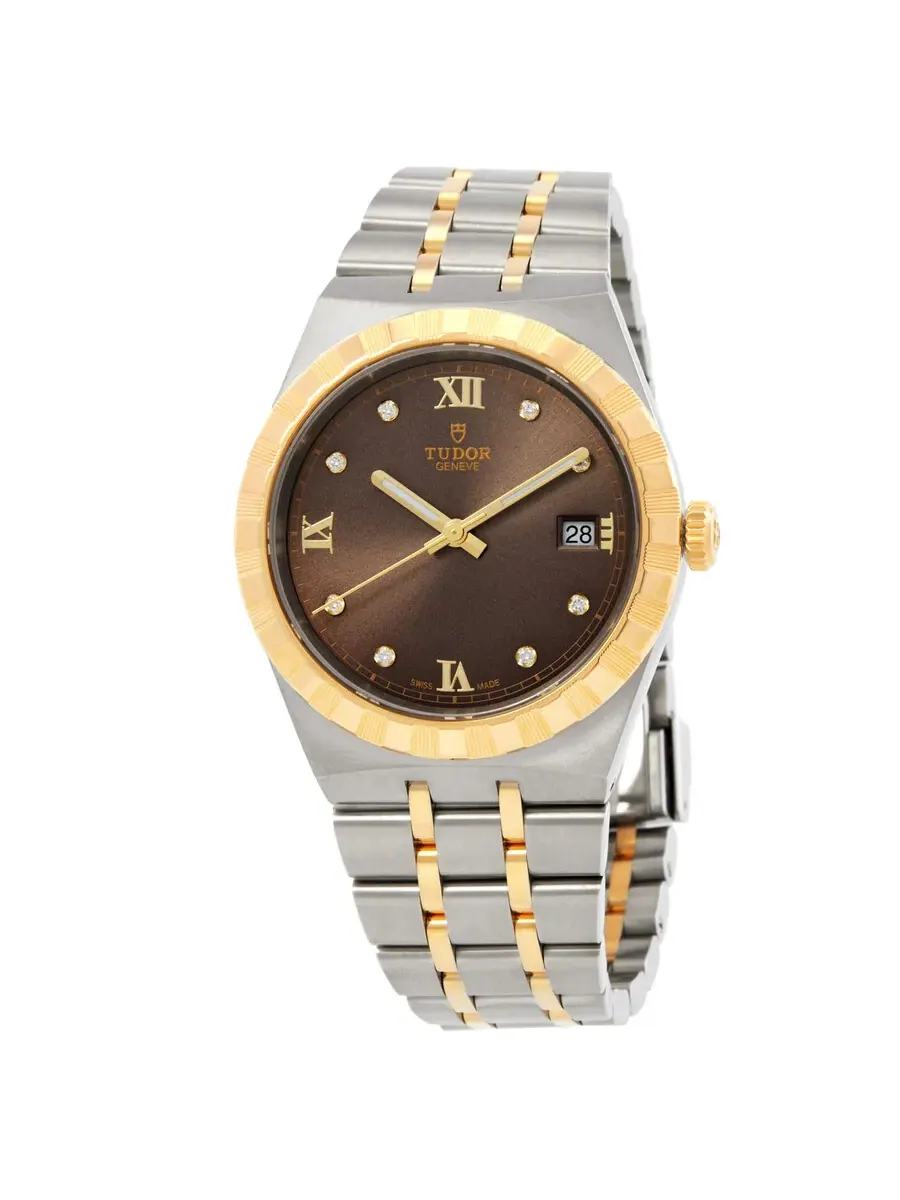 Часы Tudor Automatic с коричневым циферблатом и бриллиантами M28503-0008 — изображение 1 из 4, оттенок золотистый