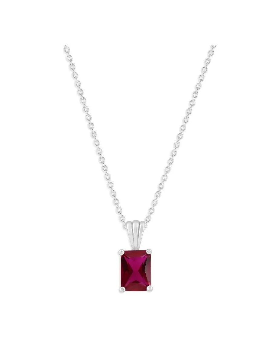 Подвеска-ожерелье Belacqua Siam Ruby July Birthstone с изумрудом из стерлингового серебра — изображение 1 из 5