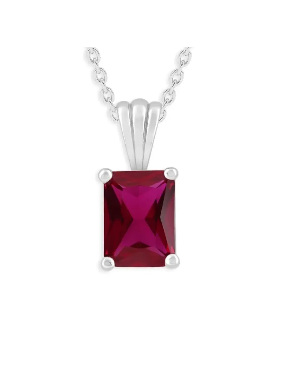 Подвеска-ожерелье Belacqua Siam Ruby July Birthstone с изумрудом из стерлингового серебра — изображение 3 из 5