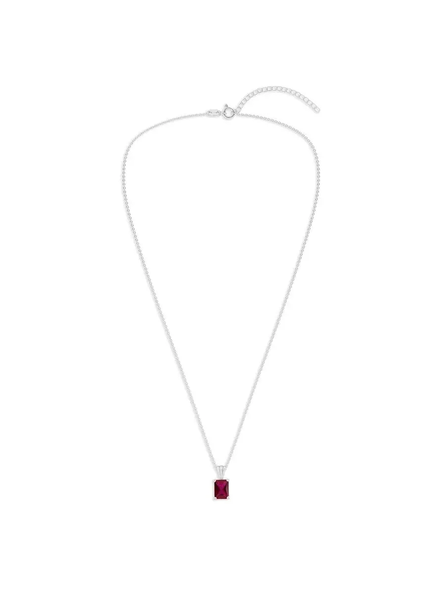 Подвеска-ожерелье Belacqua Siam Ruby July Birthstone с изумрудом из стерлингового серебра — изображение 4 из 5