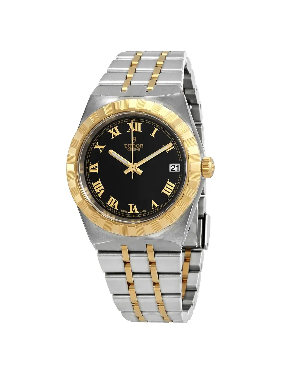 Женские механические часы Tudor Royal с черным циферблатом M28403-0003 — изображение 1 из 4, оттенок золотистый
