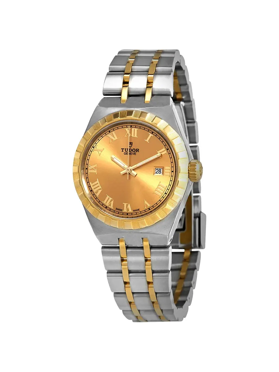 Женские часы Tudor Royal Automatic с шампаневым циферблатом 28 мм M28303-0004 — изображение 1 из 4, оттенок золотистый