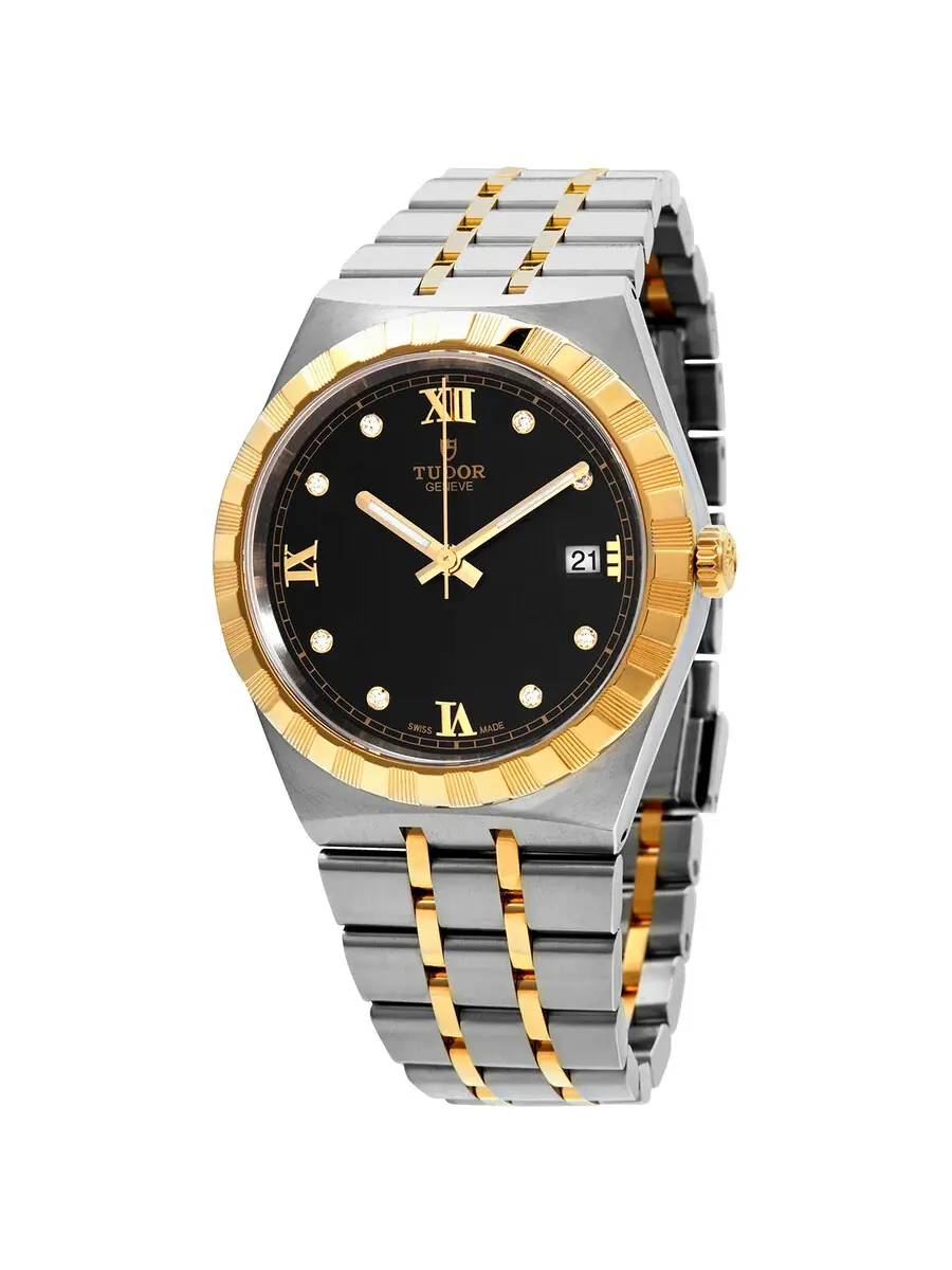 Часы Tudor Royal Automatic Diamond Black Dial 38 mm M28503-0004 — изображение 1 из 4, оттенок золотистый
