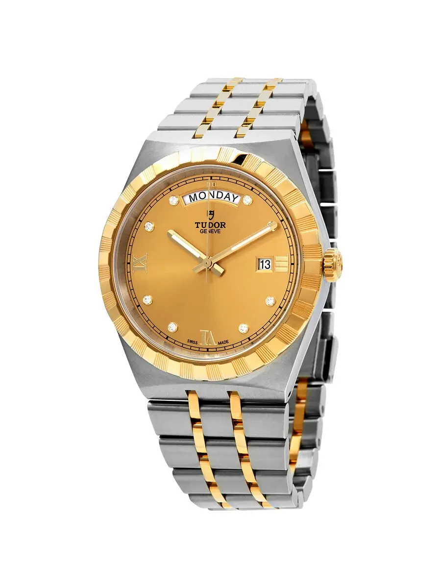 Мужские часы Tudor Royal Automatic с бриллиантами и шампаневым циферблатом M28603-0006 — золотистый