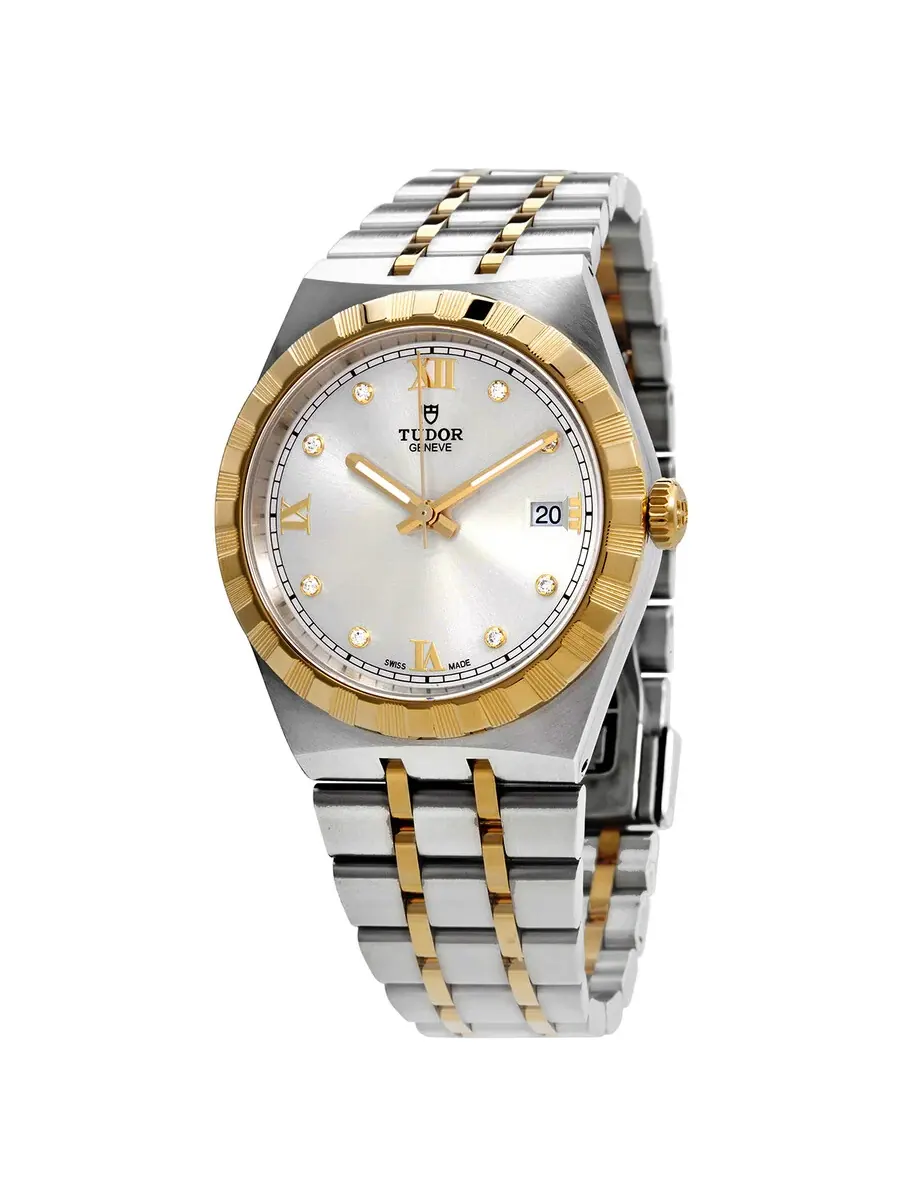 Часы Tudor Royal Automatic Diamond Silver Dial 38 mm M28503-0002 — изображение 1 из 4, оттенок золотистый