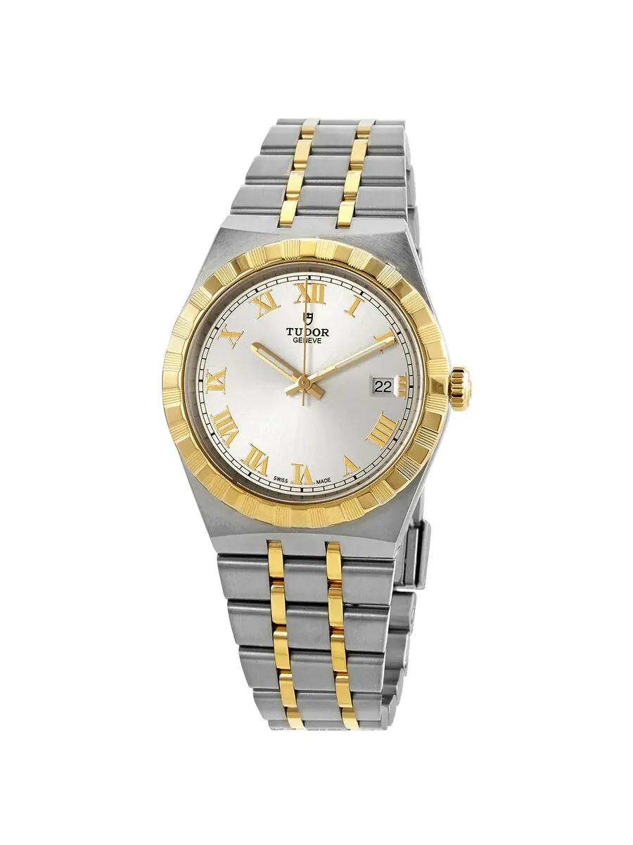 Часы Tudor Royal Automatic с серебристым циферблатом, 38 мм, модель M28503-0001 — изображение 1 из 5, оттенок золотистый
