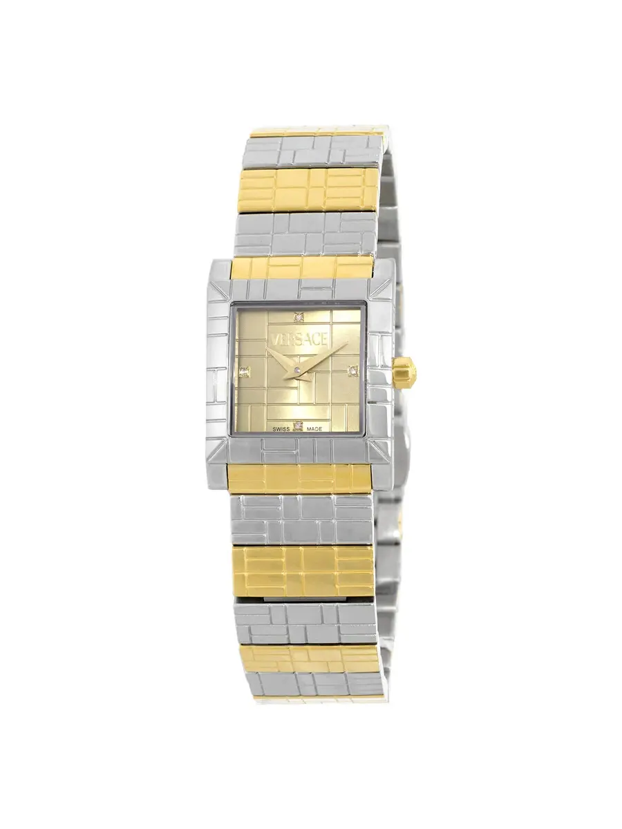 Женские часы Versace Mosaic с кварцевым механизмом, бриллиантами и золотым циферблатом VE9B00424 — изображение 1 из 3