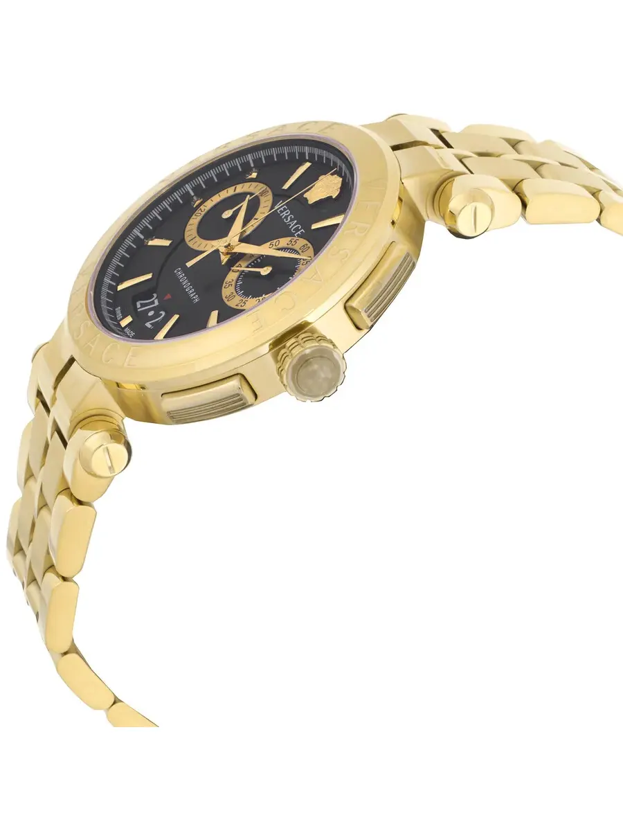 Мужские часы Versace Aion Chronograph Quartz с черным циферблатом VE1D02823 — изображение 2 из 3, оттенок золотистый