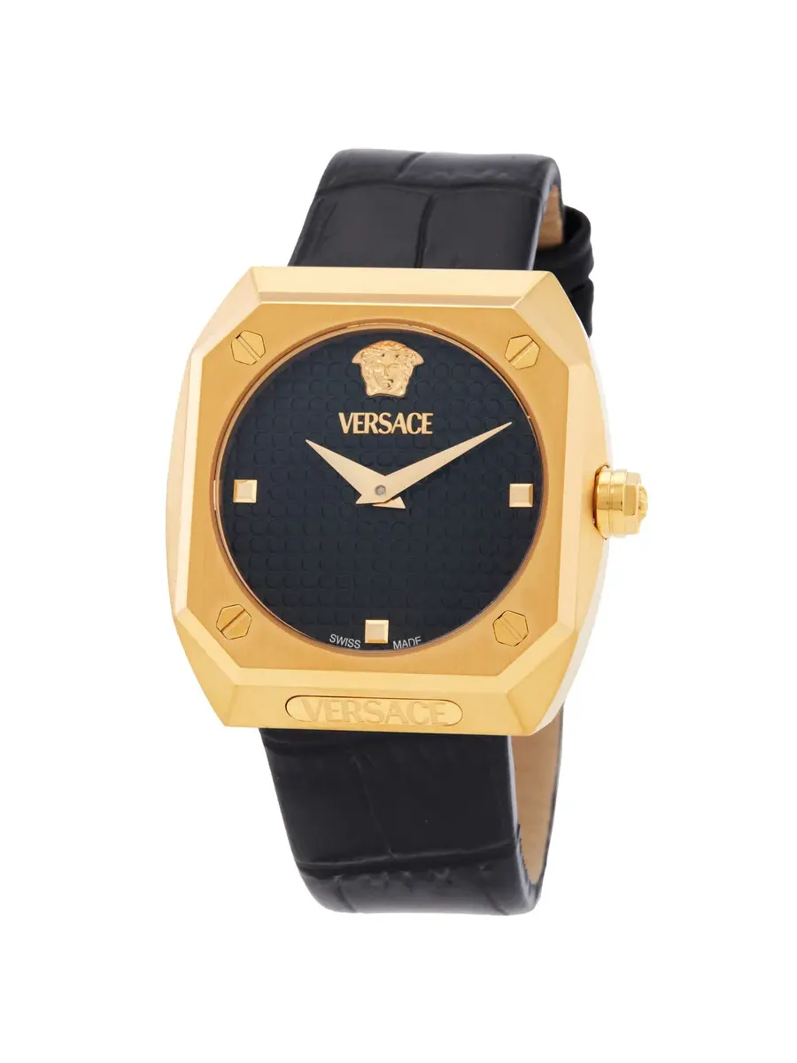 Женские часы Versace Antares Quartz с черным циферблатом VE9E00224 — изображение 1 из 1, оттенок золотистый
