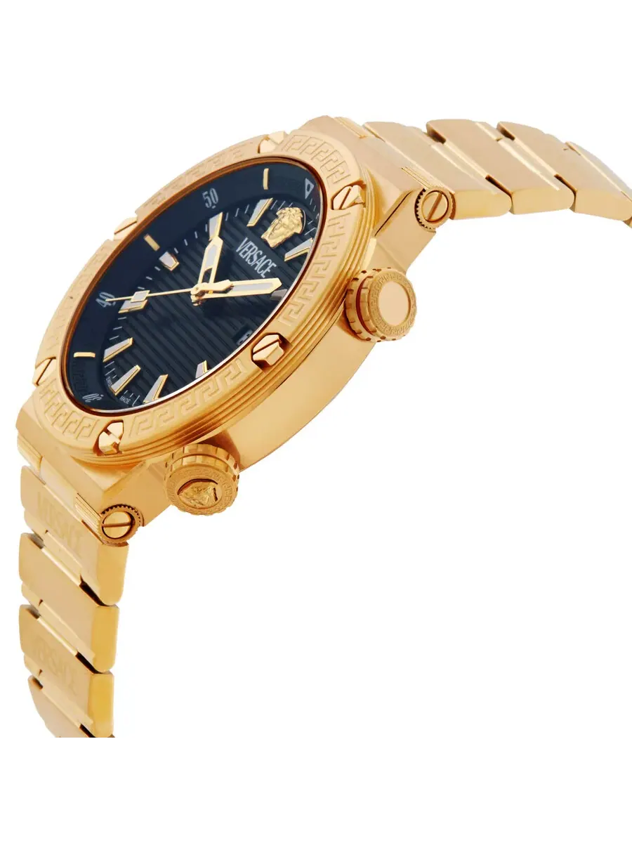 Мужские часы Versace с кварцевым механизмом, черным циферблатом и логотипом Greca VE8G00624 — изображение 2 из 3