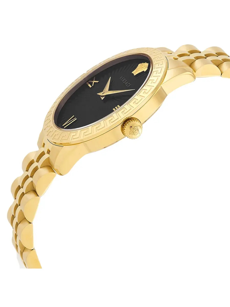 Женские часы Versace Greca Signature с черным циферблатом VEVC01121 — изображение 2 из 4, оттенок золотистый