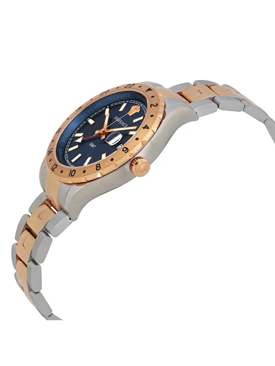 Мужские часы Versace Hellenyium GMT с синим циферблатом V11060017 — изображение 2 из 3, оттенок розовый золотистый
