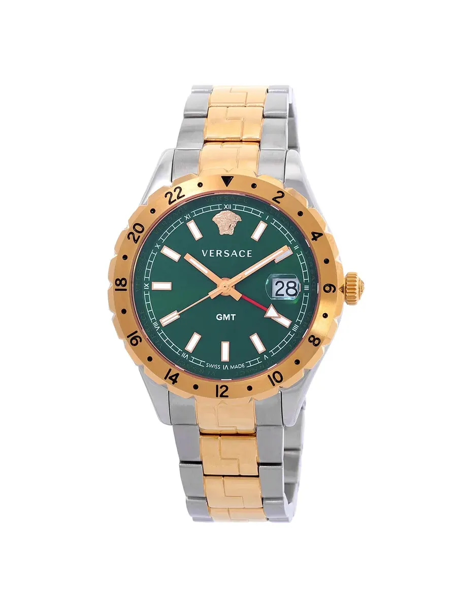 Мужские часы Versace Hellenyium GMT Quartz с зеленым циферблатом V11050016 — изображение 1 из 3, оттенок розовый золотистый