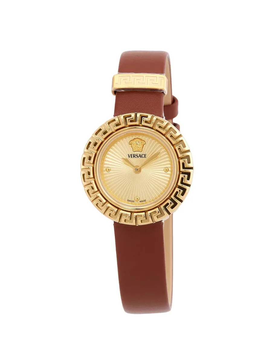 Женские часы Versace La Greca с кварцевым механизмом и золотым циферблатом VE8C00124 — изображение 1 из 3, оттенок золотистый