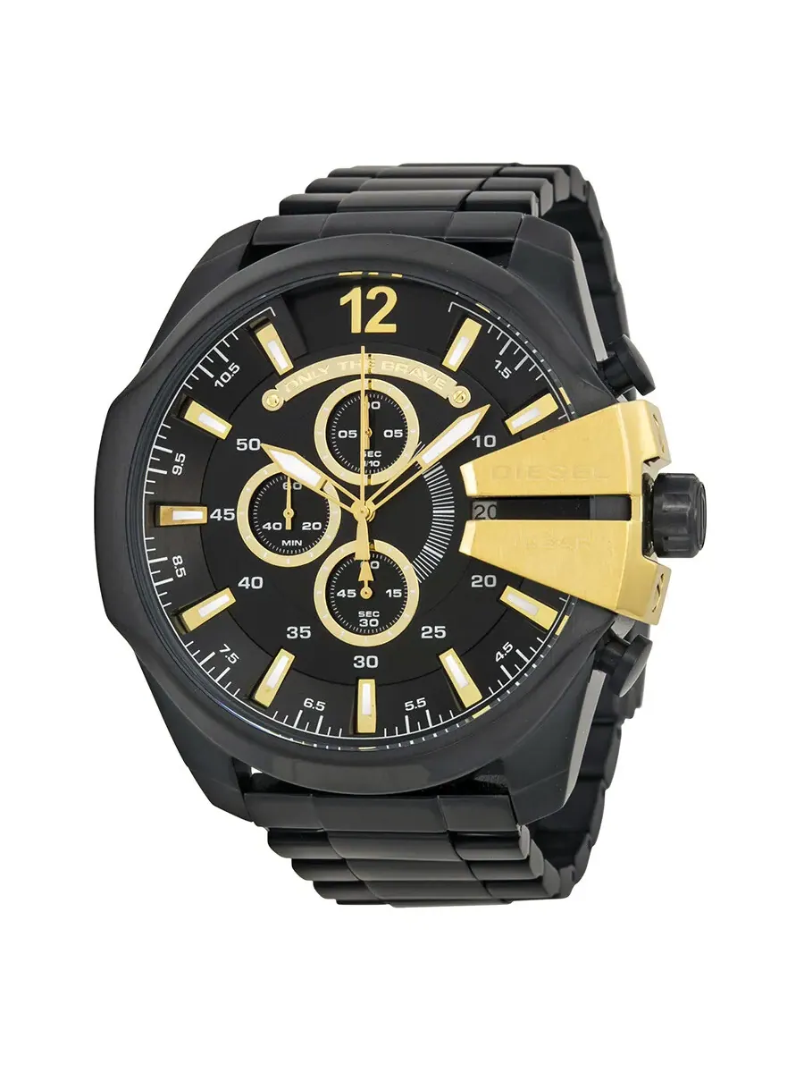 Мужские часы Diesel Mega Chief Chronograph с черным циферблатом DZ4338 — черный