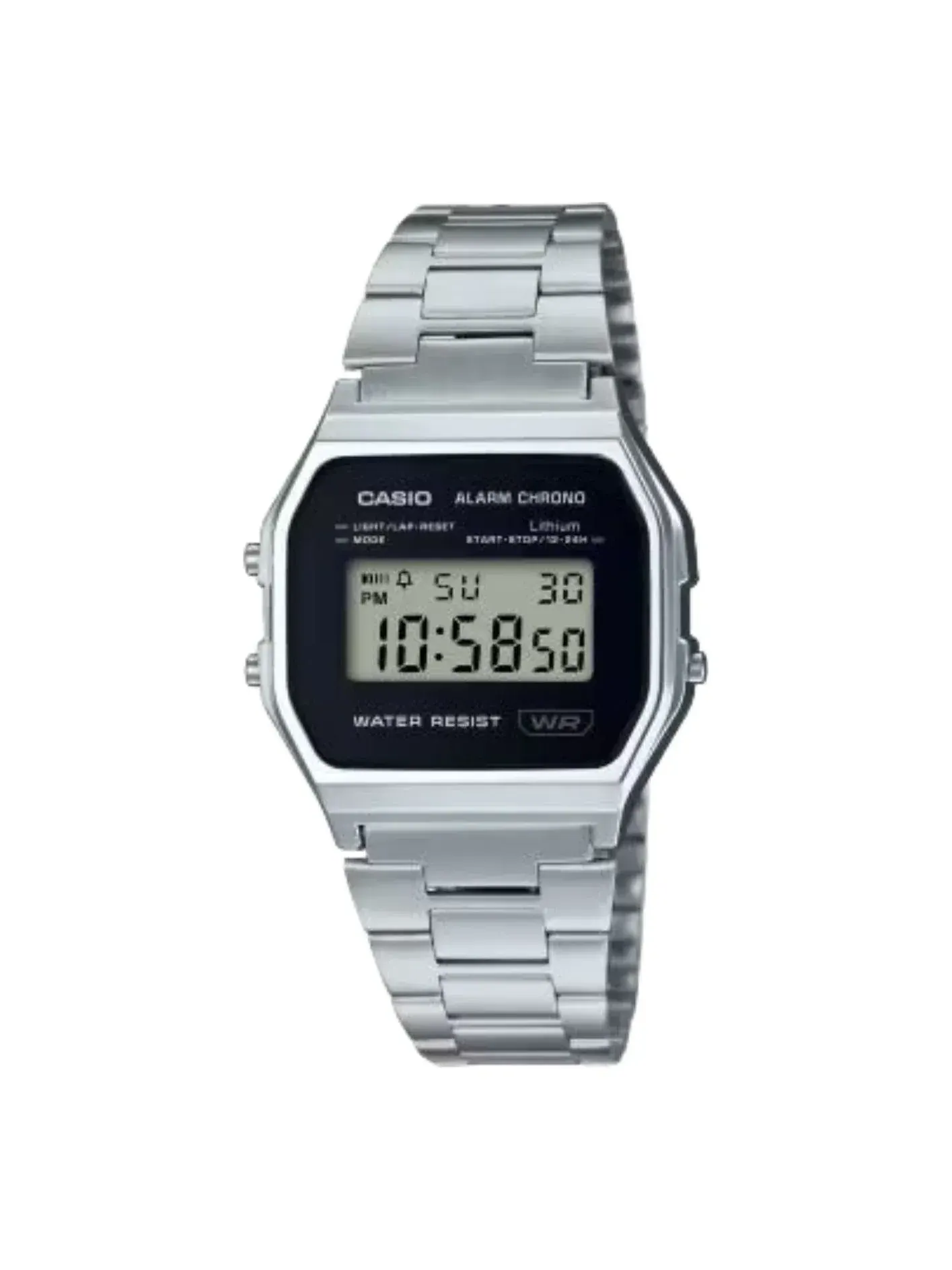 Часы CASIO Vintage A158 Series 'Silver Black' — изображение 1 из 1, оттенок черный