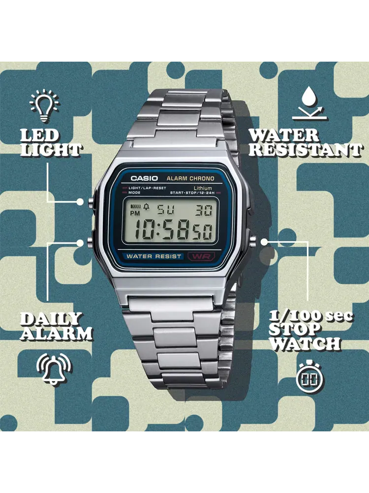 Часы CASIO Waterproof Sports Unisex Mens Silver Digital — изображение 4 из 6, оттенок серебряный