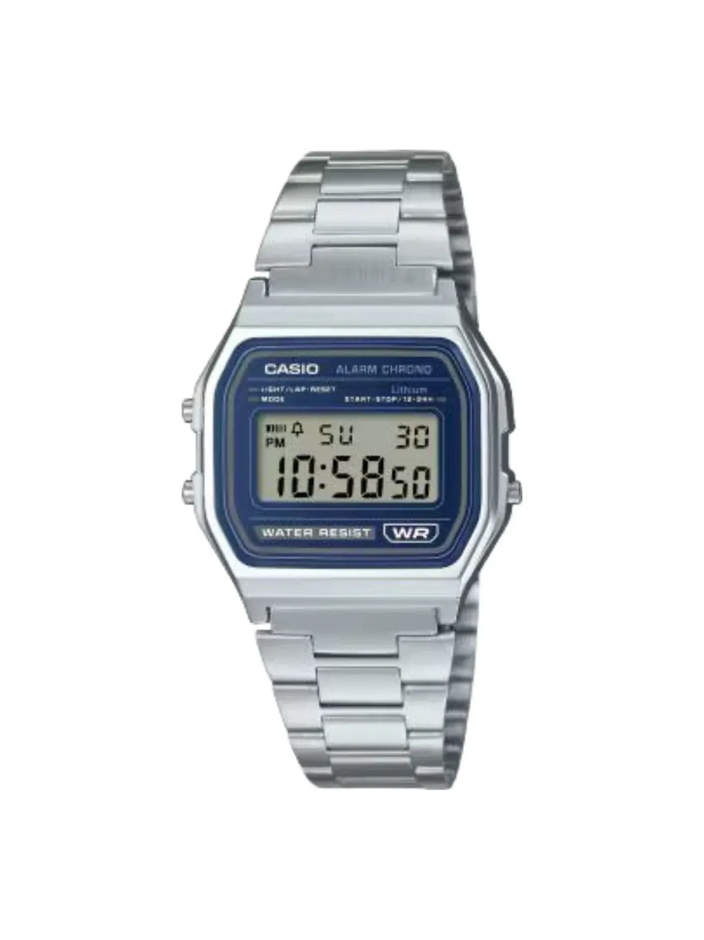 Часы CASIO Vintage A158 Series 'Silver Blue' — изображение 1 из 1, оттенок синий