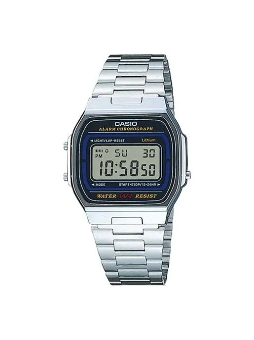 Часы CASIO Quartz Waterproof Unisex Mens Silver Digital — изображение 1 из 4, оттенок серебряный
