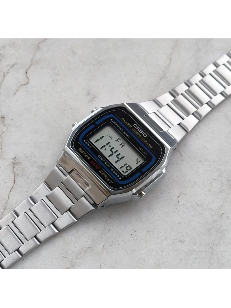 Часы CASIO Quartz Waterproof Unisex Mens Silver Digital — изображение 2 из 4, оттенок серебряный