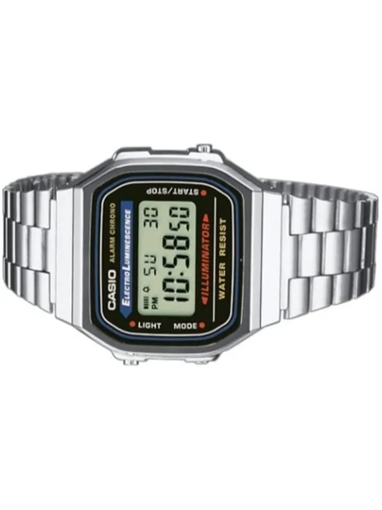 Часы CASIO Unisex with Stainless Steel Bracelet Waterproof Mens Silver Digital — изображение 3 из 5, оттенок серебряный