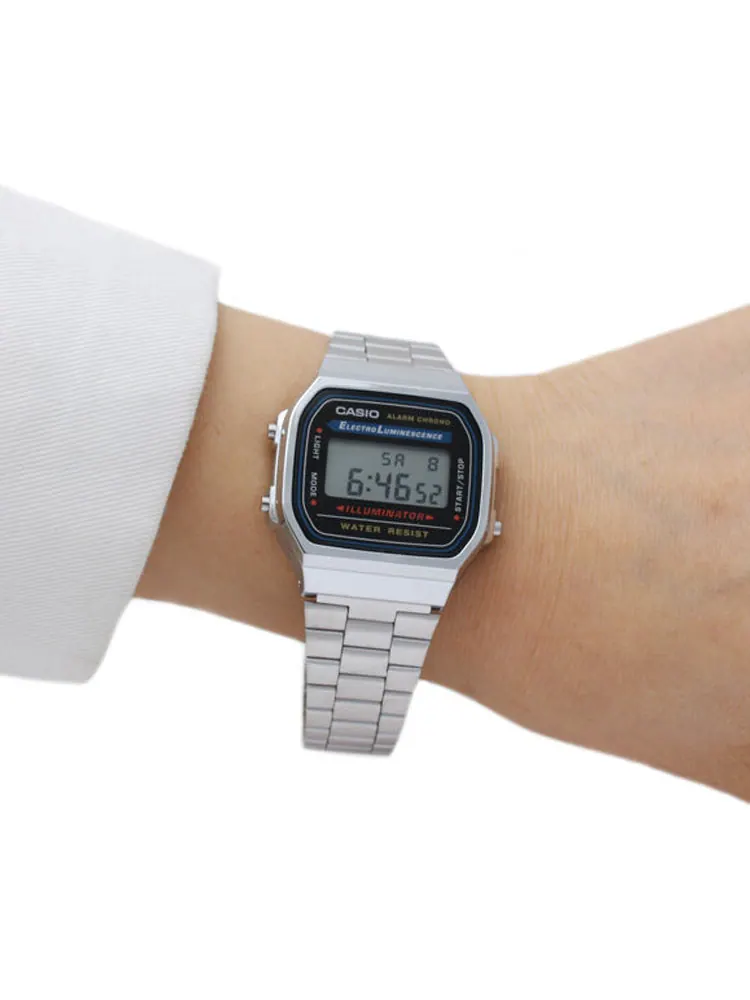 Часы CASIO Unisex with Stainless Steel Bracelet Waterproof Mens Silver Digital — изображение 4 из 5, оттенок серебряный