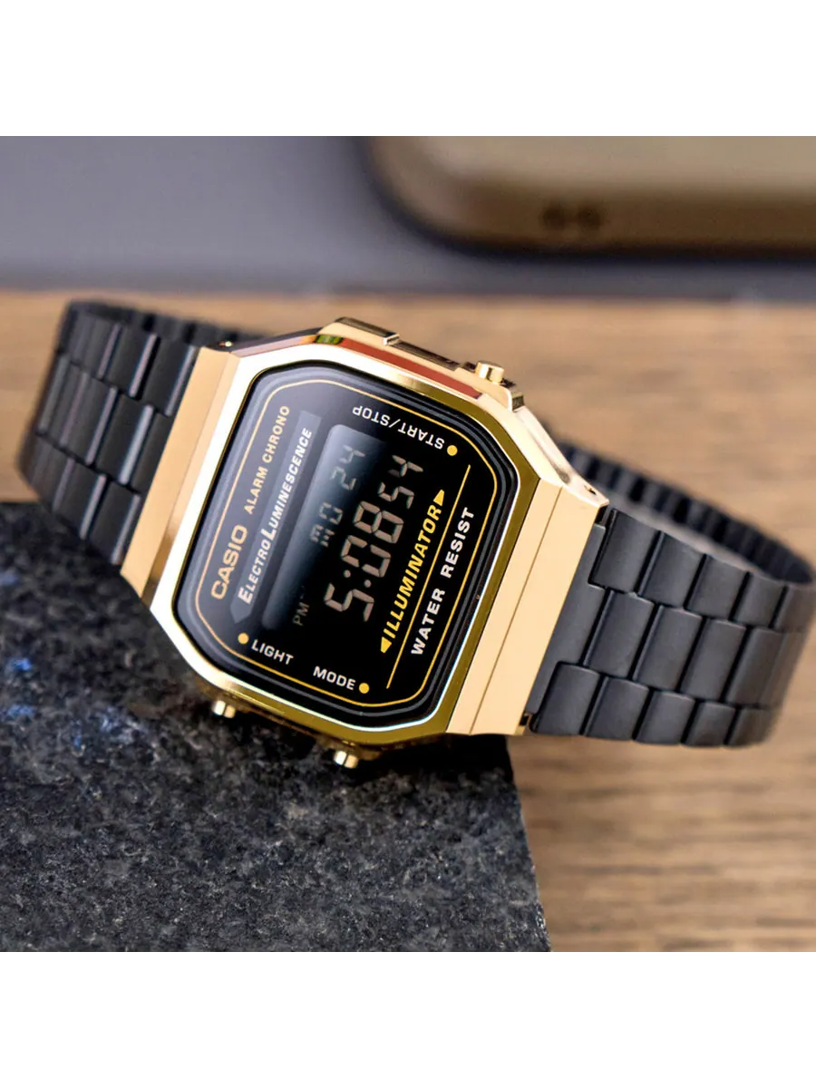 Часы CASIO Standard Vintage Black/Golden Waterproof Mens BlackGold Digital — изображение 4 из 5, оттенок золотистый