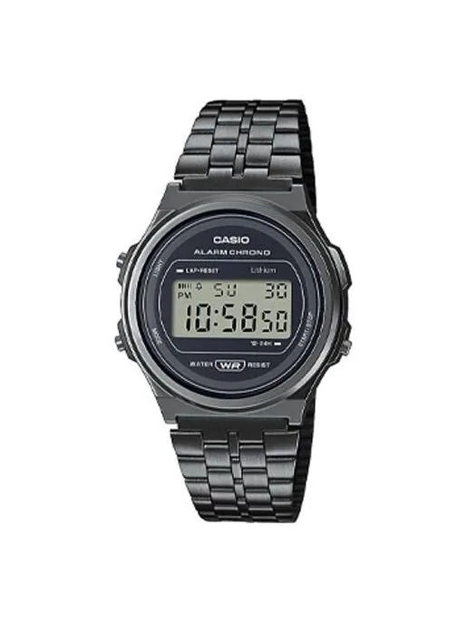 Часы Casio Youth Vintage Analog-Digital Watch 'Silver' — изображение 1 из 4, оттенок черный