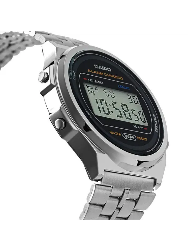Часы Casio Youth Vintage Analog-Digital Watch 'Silver' — изображение 4 из 4, оттенок черный