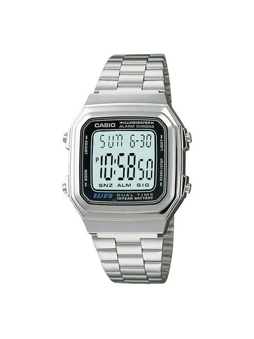 Часы CASIO Waterproof Sports Unisex Mens Silver Digital — изображение 1 из 2, оттенок серебряный