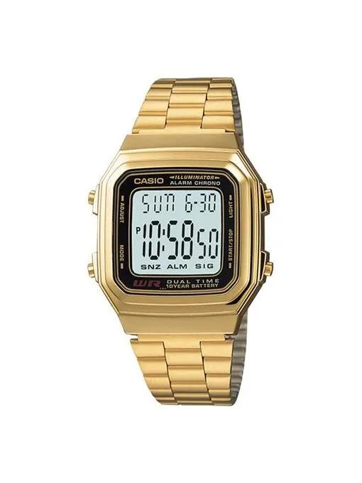 Часы CASIO Couple Quartz Waterproof Unisex Mens GoldYellow Digital — изображение 1 из 3, оттенок золотисто-желтый