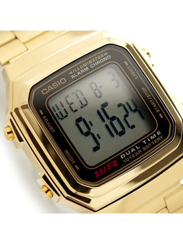 Часы CASIO Couple Quartz Waterproof Unisex Mens GoldYellow Digital — изображение 3 из 3, оттенок золотисто-желтый