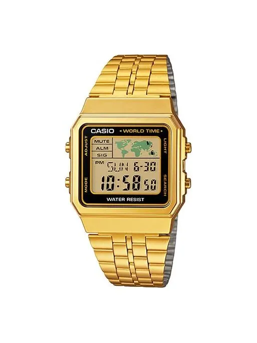 Часы CASIO Classical Vintage Square Mens Gold Digital — изображение 1 из 3, оттенок золото