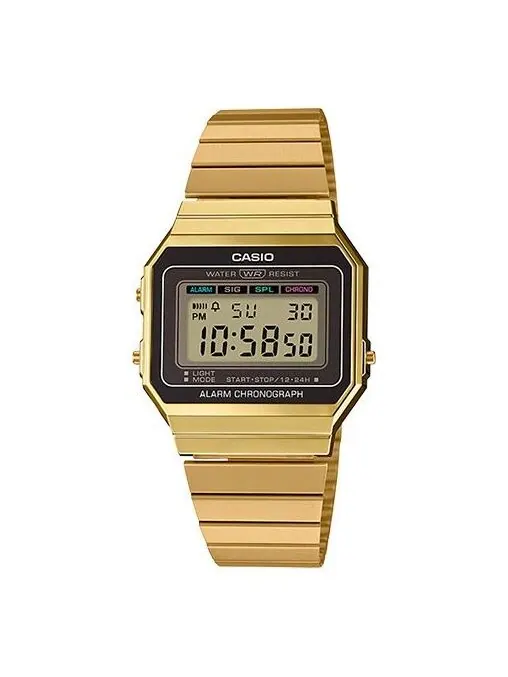 Часы CASIO Waterproof Quartz Unisex Black/Gold Digital — изображение 1 из 2, оттенок черный/золотистый