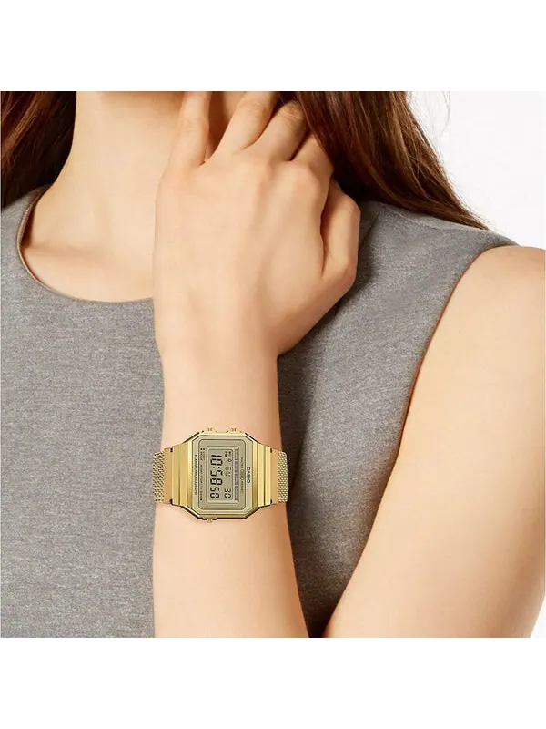 Часы CASIO Waterproof Quartz Unisex Mens Gold Digital — изображение 3 из 3, оттенок золото