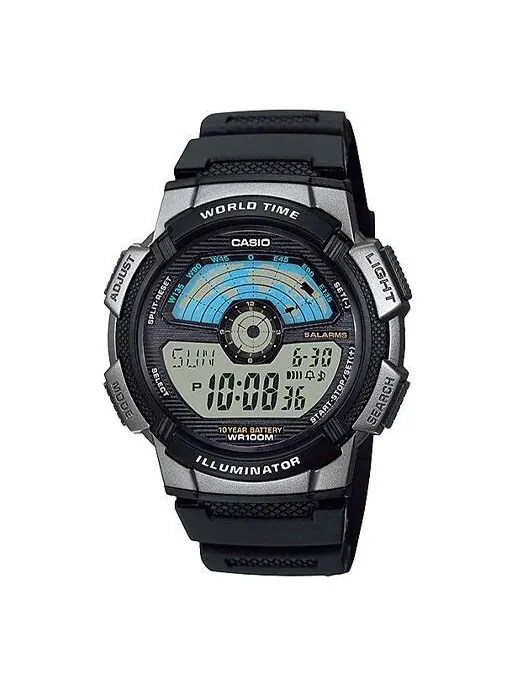 Часы CASIO Sports Quartz Waterproof Mens SilverBlack Analog — изображение 1 из 2, оттенок черный