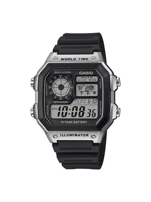 Часы CASIO Waterproof Sports Unisex Mens Black Digital — изображение 1 из 4, оттенок черный