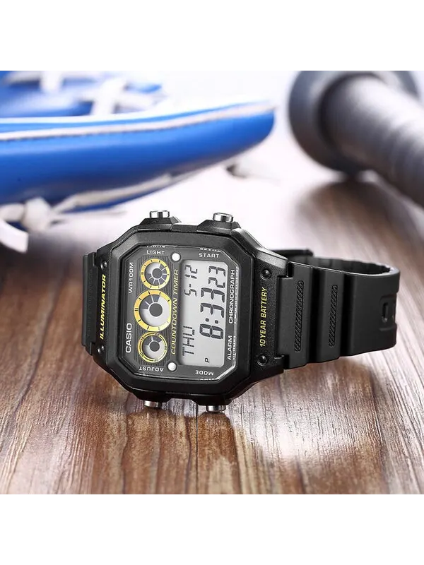 Часы CASIO Waterproof Sports Mens Black Digital — изображение 4 из 4, оттенок черный