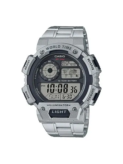 Часы CASIO Quartz Waterproof Sports Mens SilverBlack Digital — изображение 1 из 3, оттенок черный