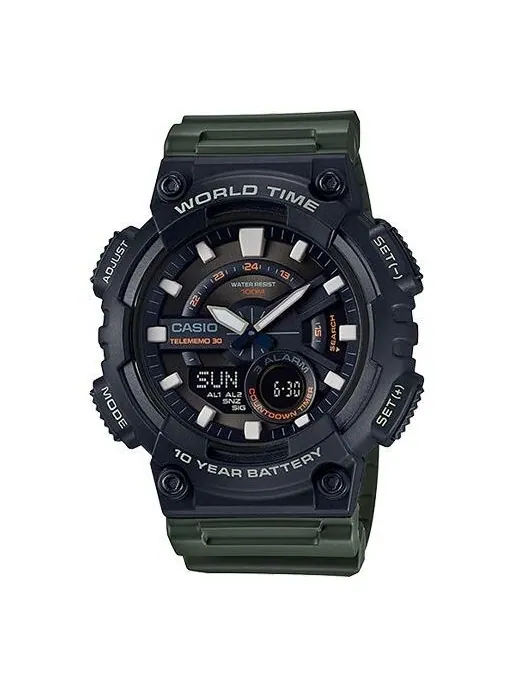 Часы CASIO G Shock Sports Waterproof Mens BlackGreen Analog/Digital Combo — изображение 1 из 4, оттенок зеленый
